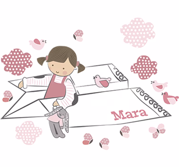 Kids roller blind decorative vinyl girl airplane paper - TenStickers