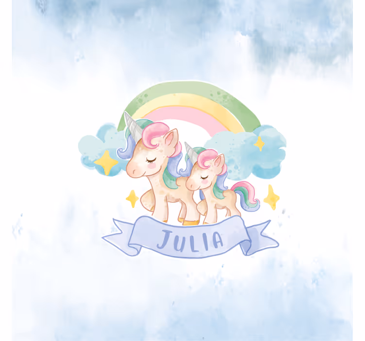 Kids roller blind with happy unicorns on a rainbow - TenStickers