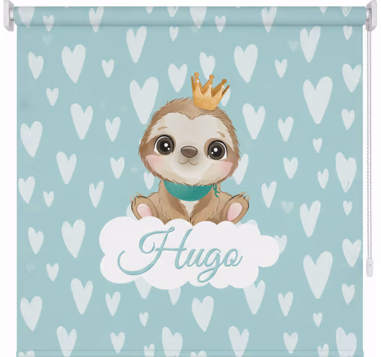 Kids roller blind with cute sloth for boy's name - TenStickers