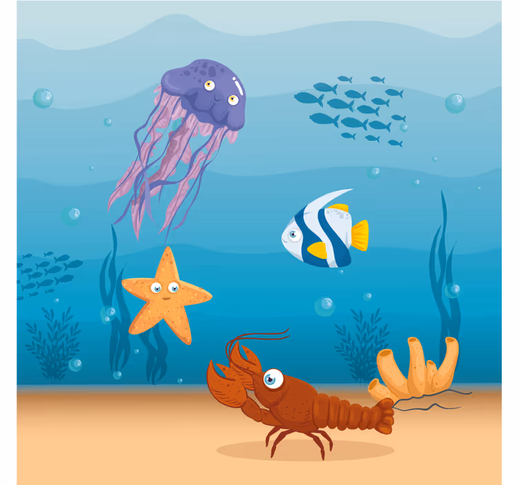 Kids roller blind seaworld life cartoon design - TenStickers