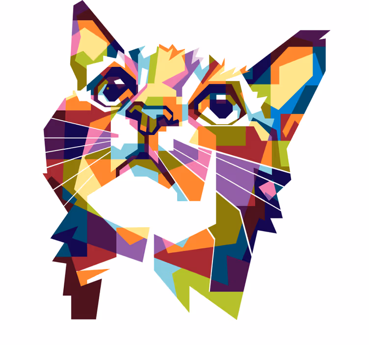 Teenage roller blind splash color vibrant cat - TenStickers