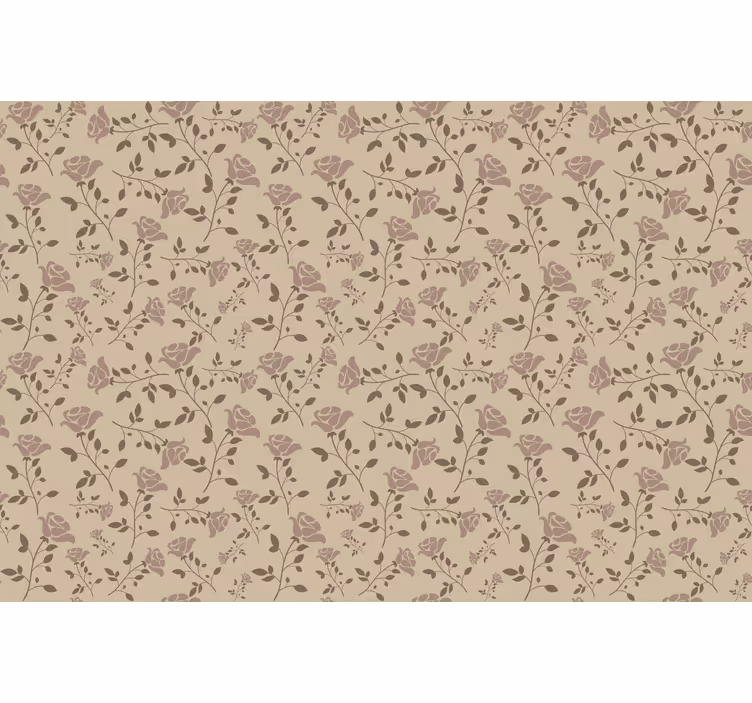 Beige roller blind with brown vintage rose pattern - TenStickers