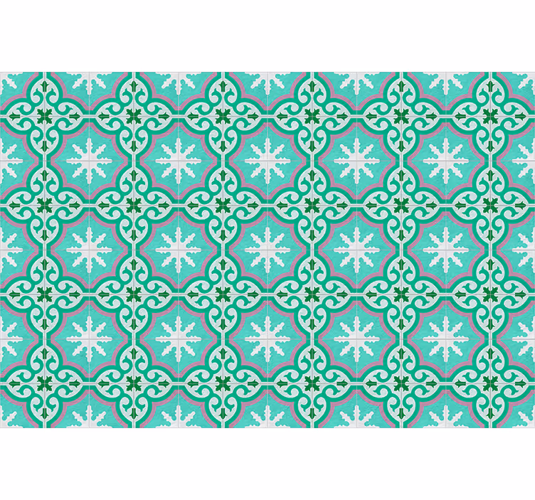 Vintage roller blind with green hydraulic tile - TenStickers