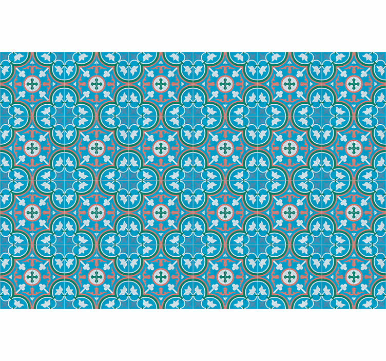 Vintage roller blind in blue hydraulic tile - TenStickers