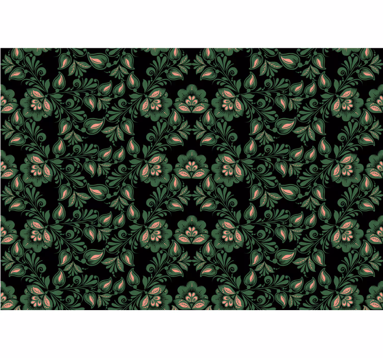 Black roller blind with floral russian design - TenStickers