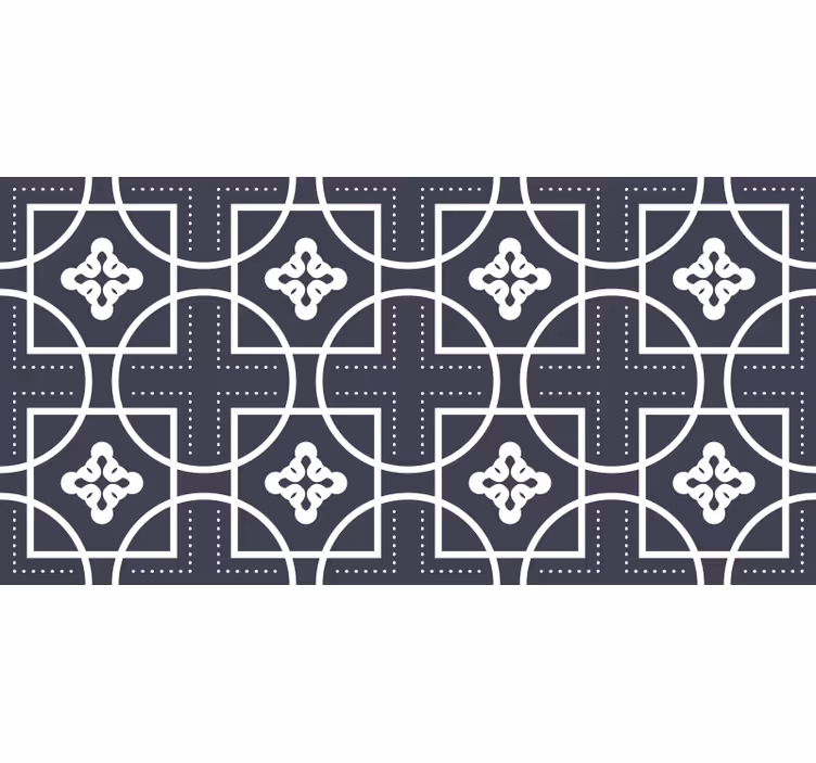 Black roller blind with geometric tile pattern - TenStickers