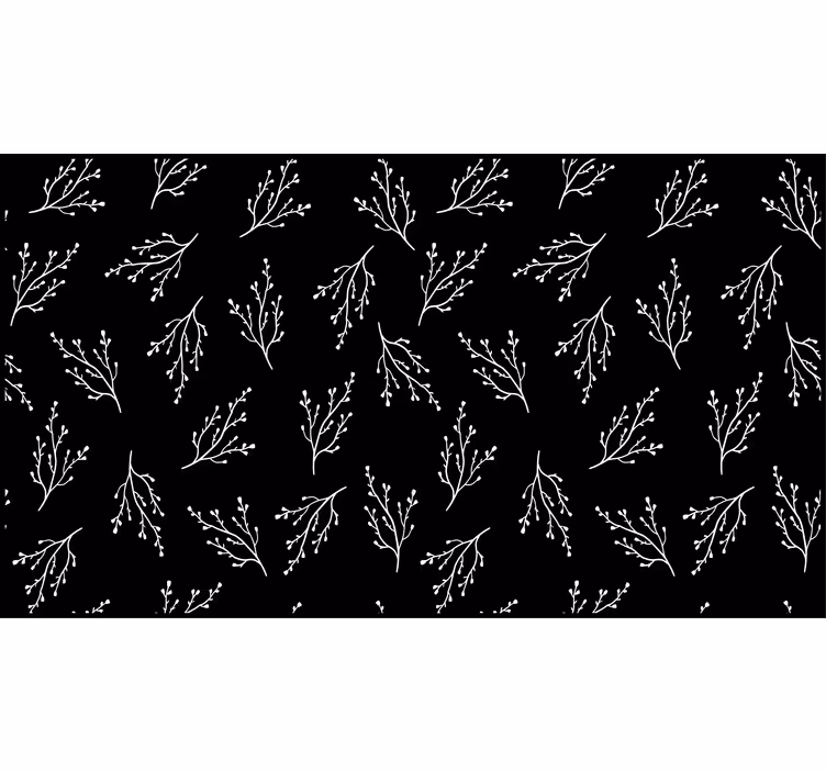 Black roller blind with nordic black and white branches - TenStickers