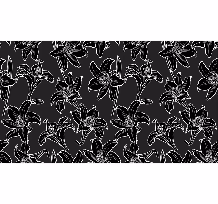 Black roller blind with monochrome foliage design - TenStickers