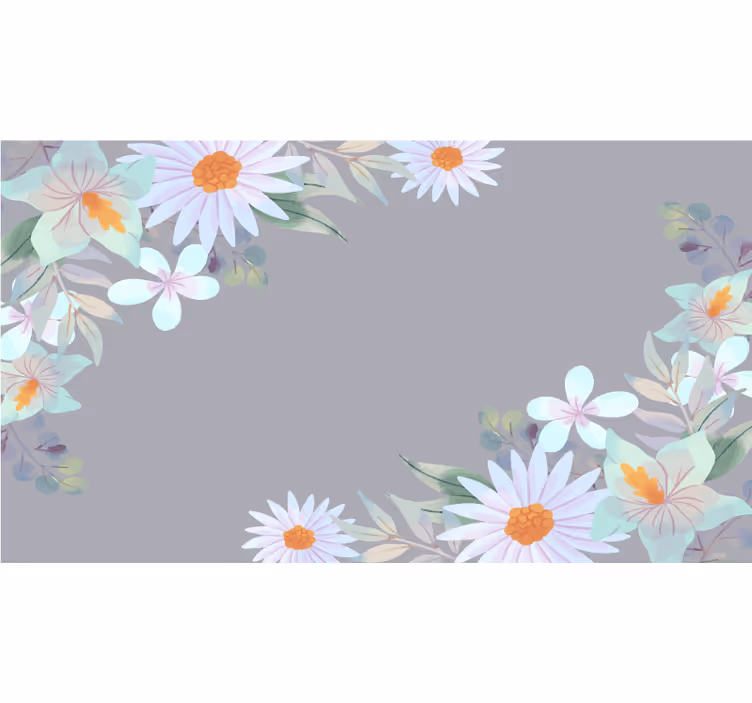 Grey roller blind with gray and blue floral design - TenStickers
