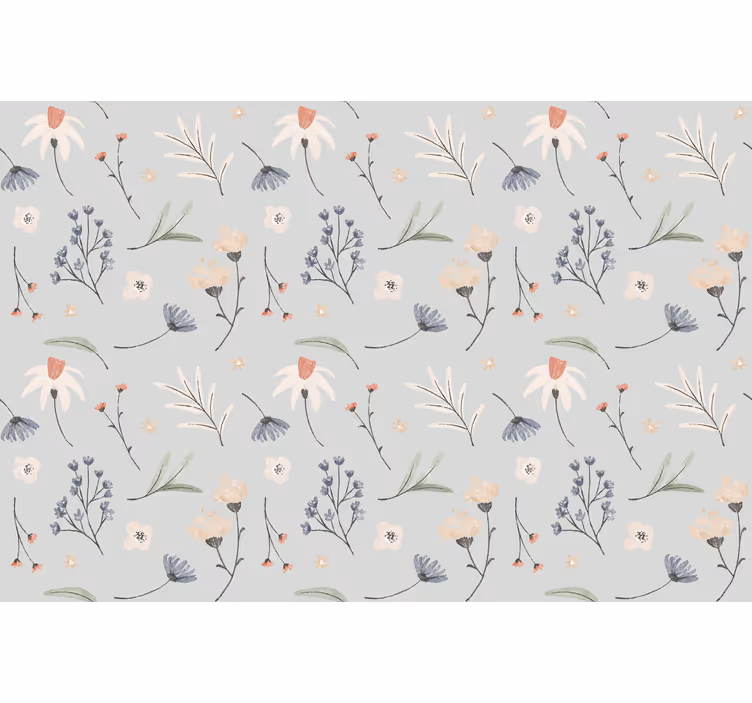 Grey roller blind with gray floral hamptons pattern - TenStickers