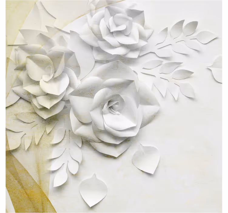 Elegant golden and white flowers bathroom window blind - TenStickers
