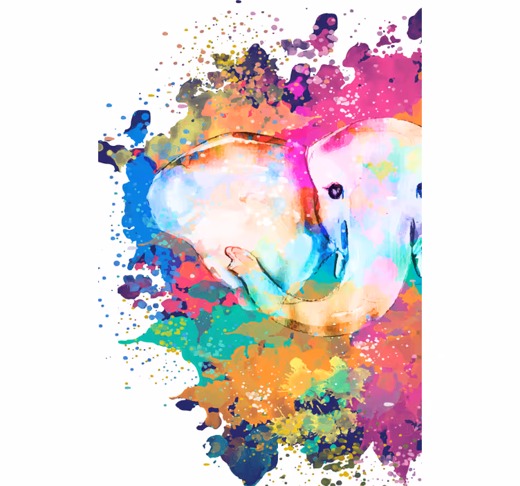 Bathroom window blind vivid colored elephant - TenStickers