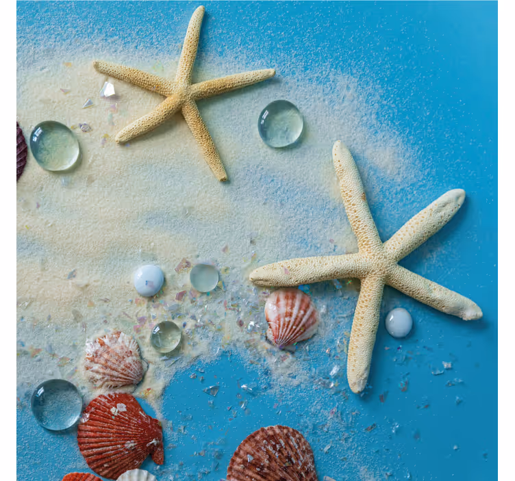 Bathroom window blind starfish on colorful sand - TenStickers