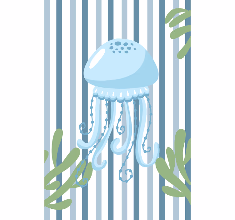Bathroom window blind featuring blue jellyfish - TenStickers