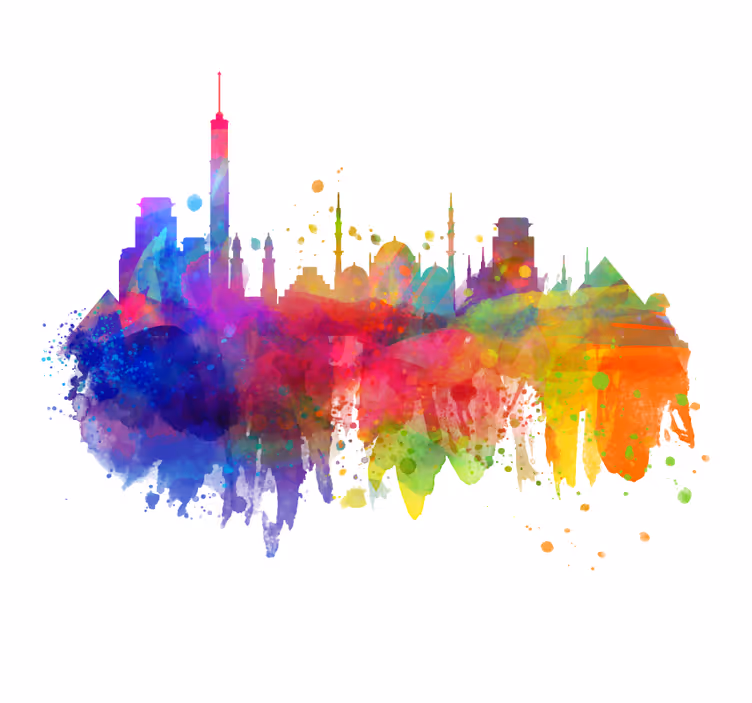 Office window roller blind artistic skyscrapers - TenStickers