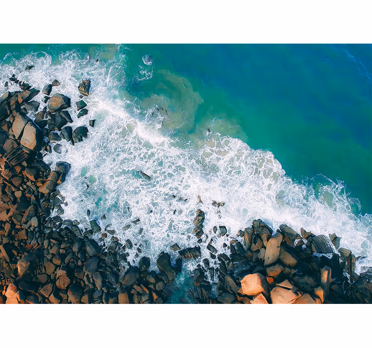 Office window roller blind rocky seashore view - TenStickers
