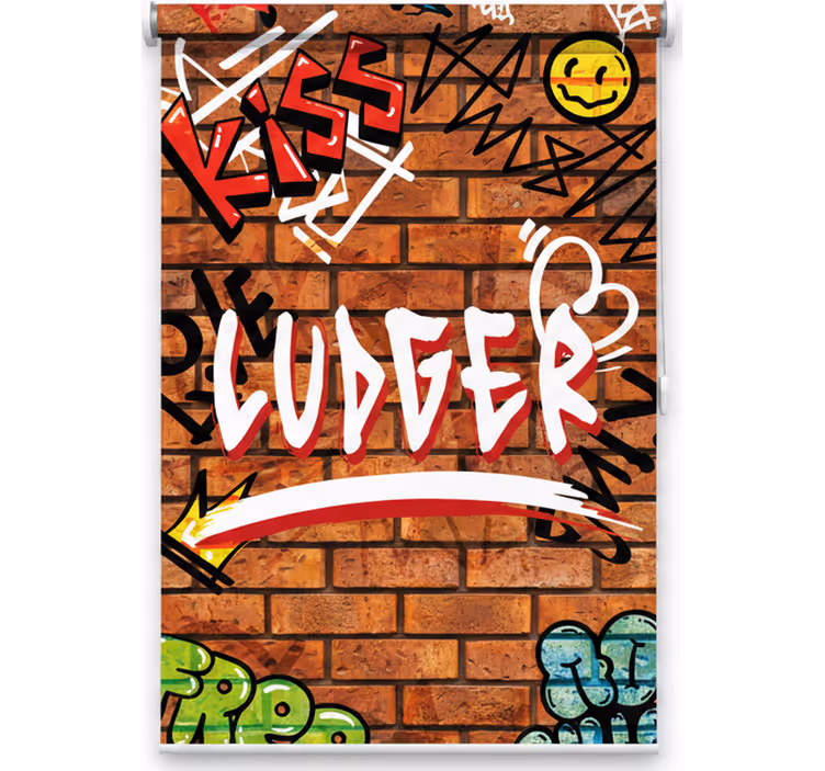 Teenage roller blind graffiti on bricks - TenStickers
