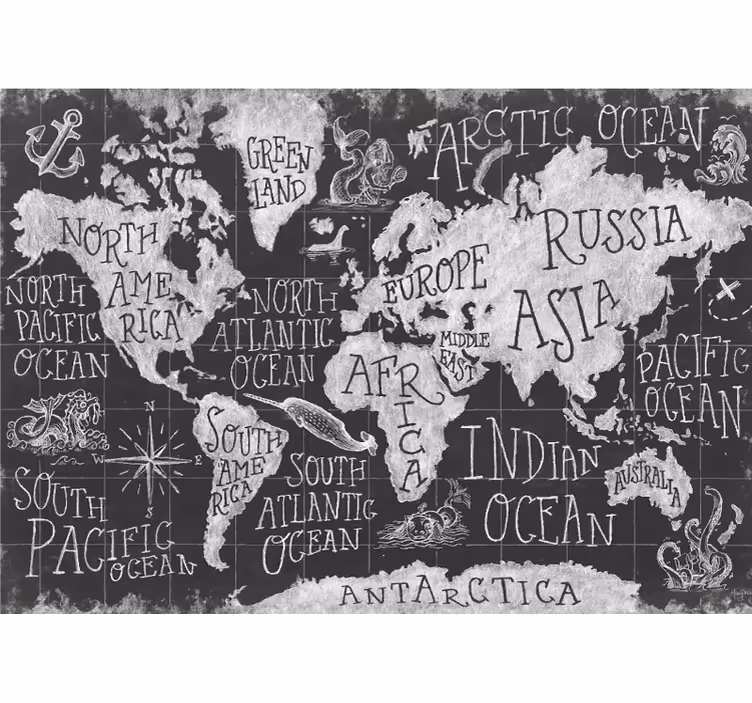 World map roller blind mythical world map - TenStickers