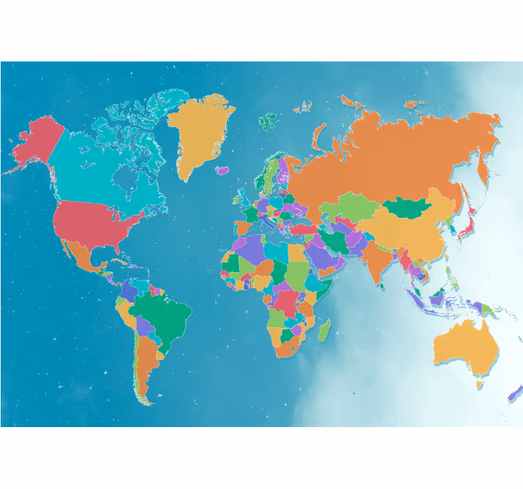 World map roller blind political colorful world map - TenStickers