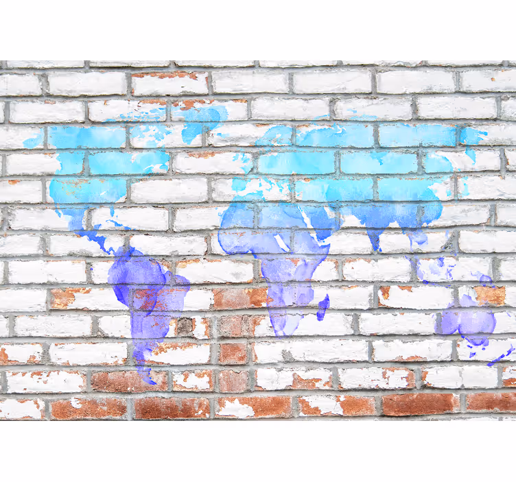 World map roller blind blue watercolor design - TenStickers