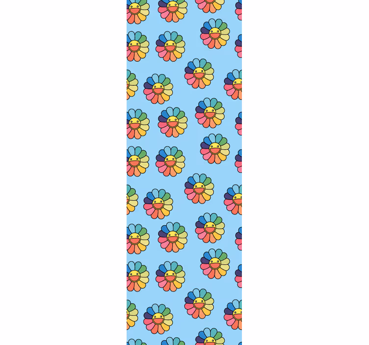 Teenage roller blind colorful flowers and smiley faces - TenStickers