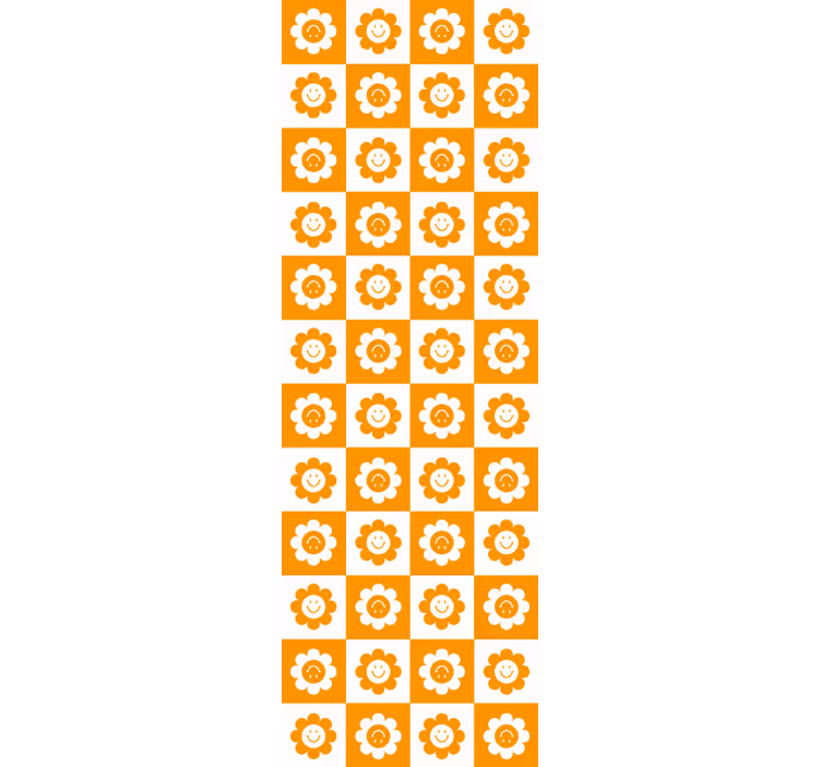 Teenage roller blind with squares and flower smiles - TenStickers