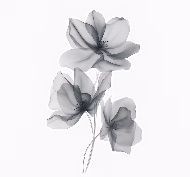 Flower roller blind gray translucent flowers - TenStickers