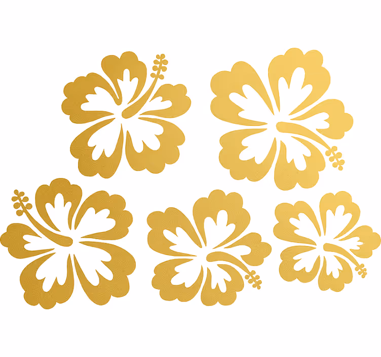 Flower roller blind gold hibiscus flowers silhouette - TenStickers