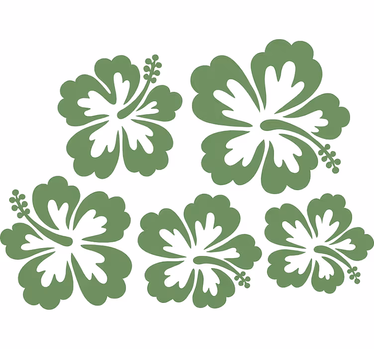 Flower roller blind in sage green hibiscus silhouette - TenStickers