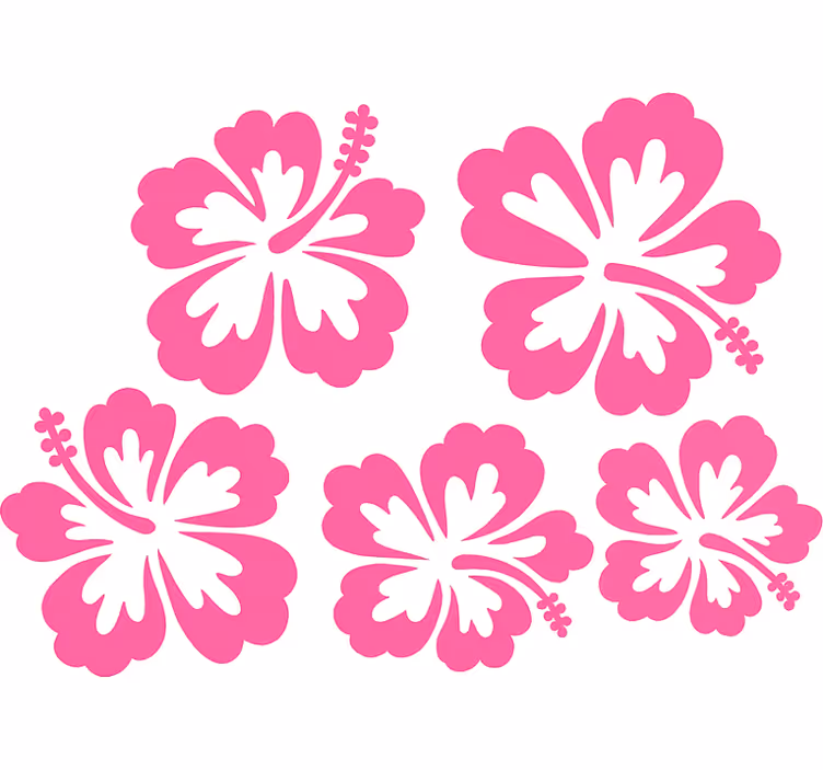 Flower roller blind pink hibiscus flower silhouette - TenStickers