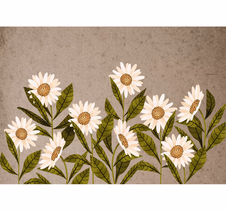 Rustic roller blind with vintage daisies design - TenStickers
