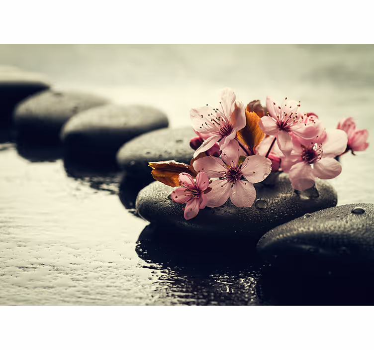 Zen roller blind pebbles floral calm - TenStickers