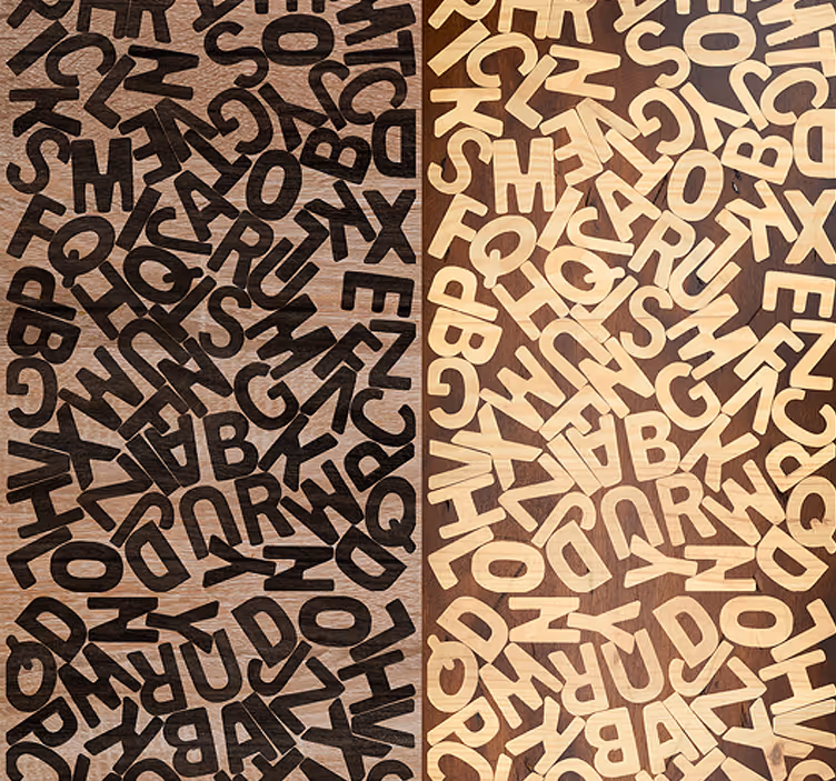 Brown roller blind with alphabet typography design - TenStickers
