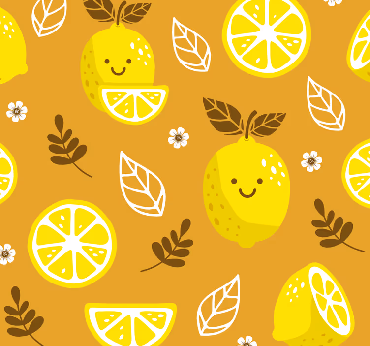 Orange roller blind with cheerful lemons - TenStickers