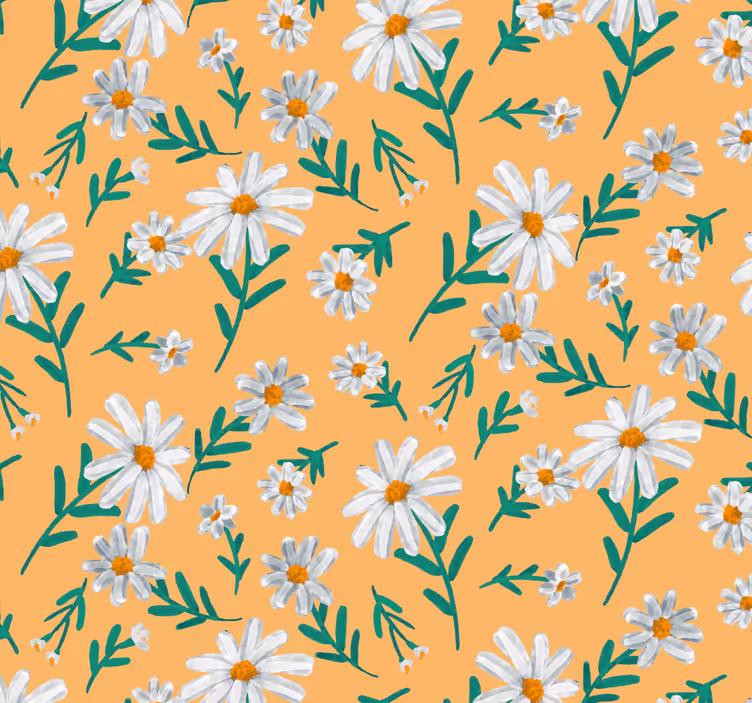 Orange roller blind with daisy flower yellow print - TenStickers