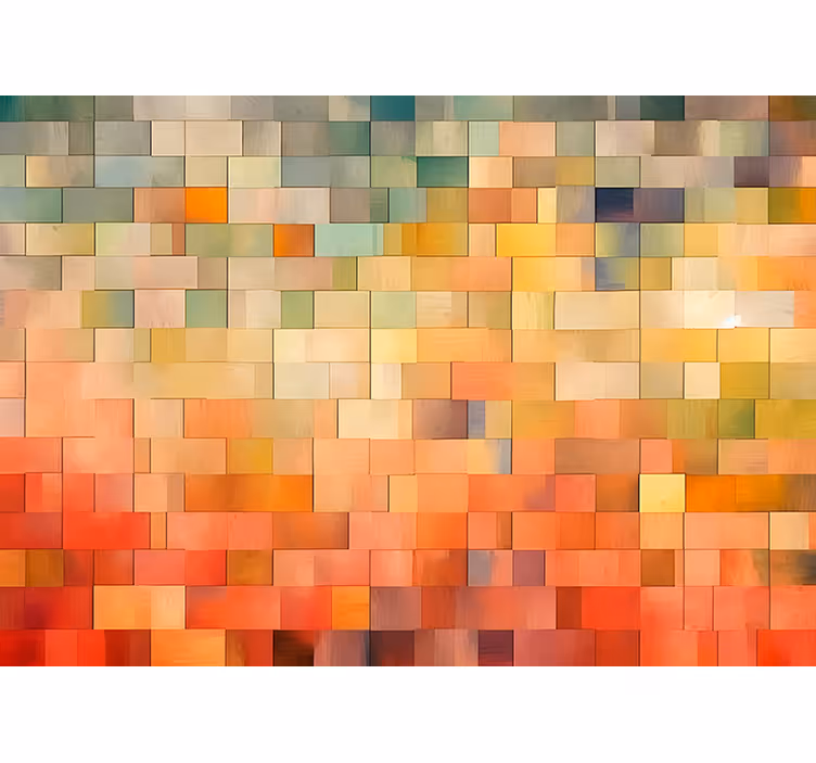 Orange roller blind in colorful squares - TenStickers