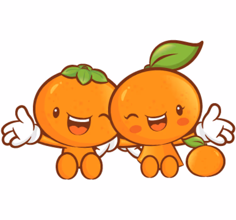 Orange roller blind decorative mandarin couple - TenStickers