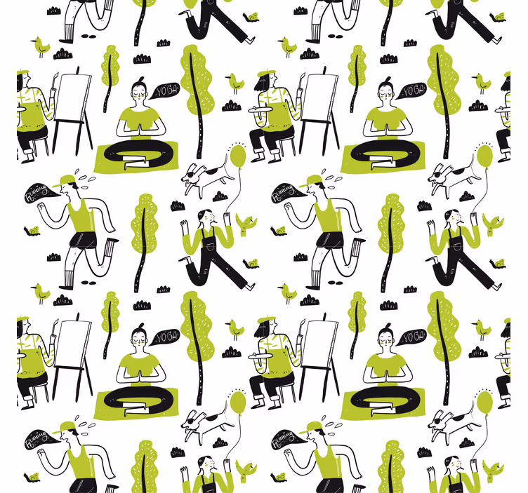 Outdoor roller shade healthy living doodle set - TenStickers
