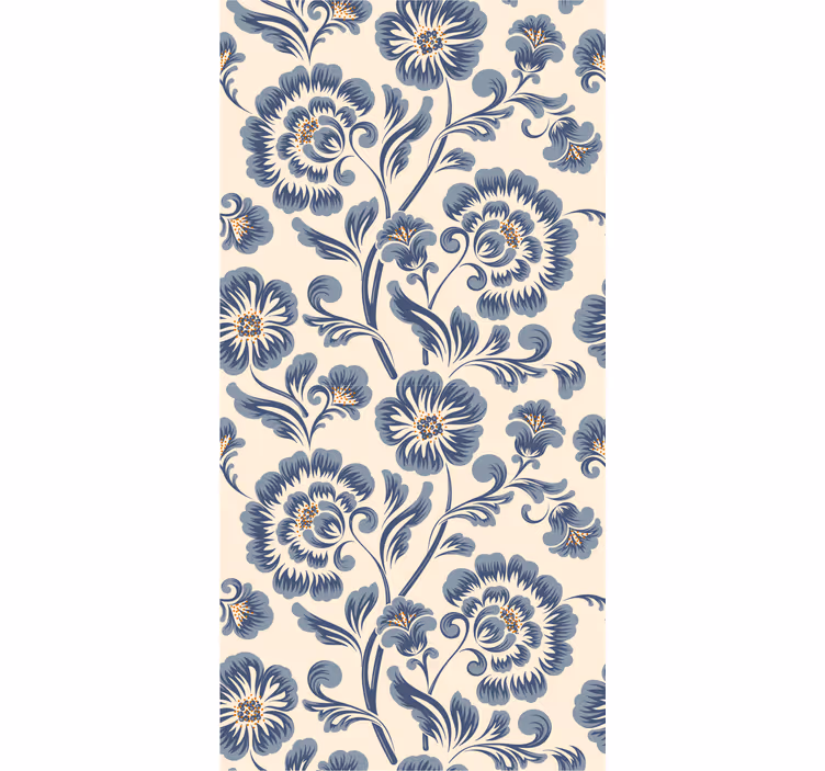 Floral blue vintage style outdoor roller shade - TenStickers