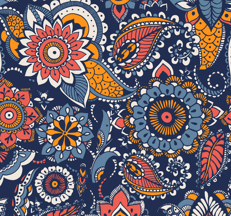 Outdoor roller shade with ethnic blue design - TenStickers