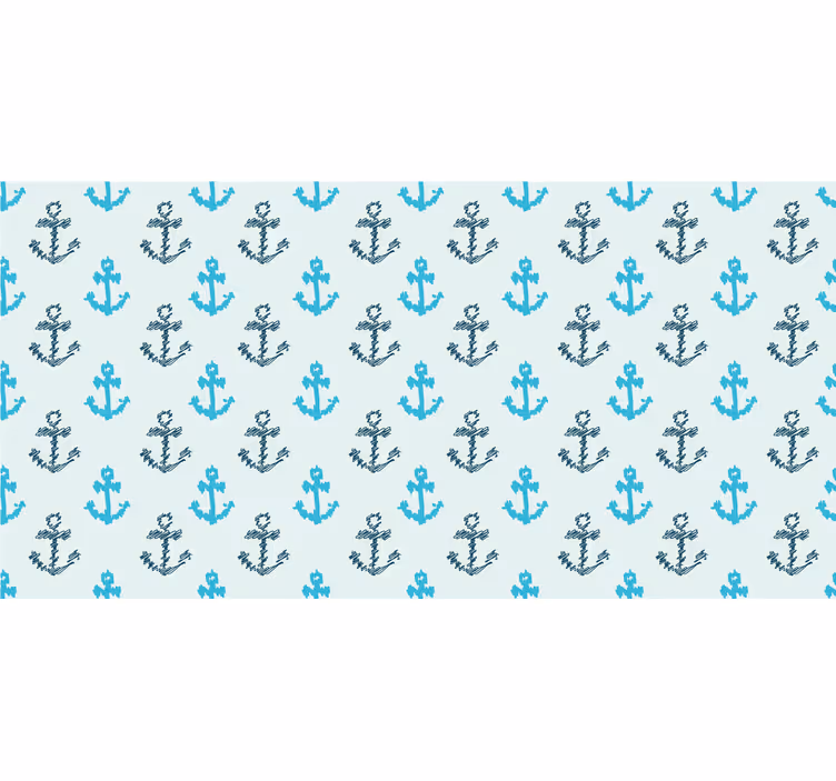 Bathroom window blind with distorted blue anchors pattern - TenStickers