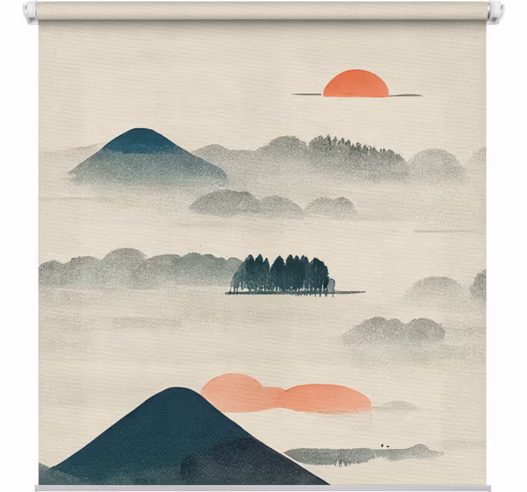 Stylized mountain bathroom window blind - TenStickers