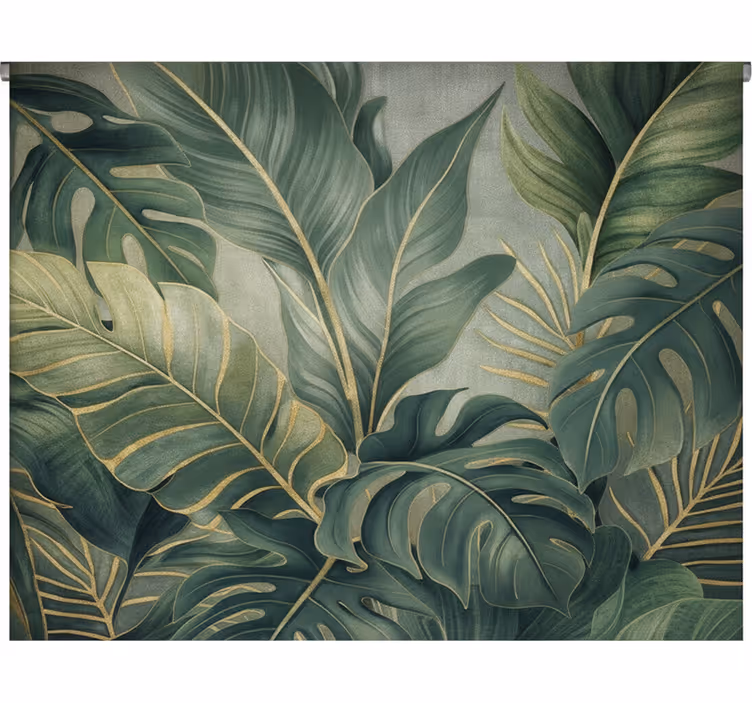Green roller blind rainforest leaf design - TenStickers