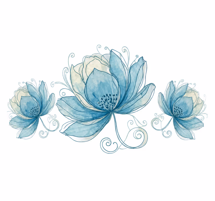 Bathroom window blind width 110 three flowers - TenStickers