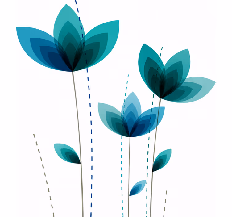 Turquoise roller blind with triple flowers design - TenStickers