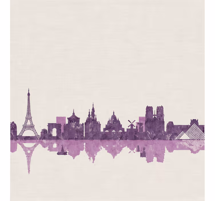 Purple roller blind with paris skyline design - TenStickers
