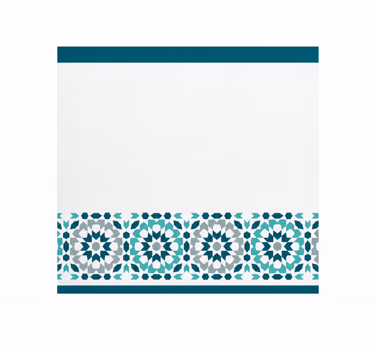 Roller blind for kitchen window teal square border - TenStickers