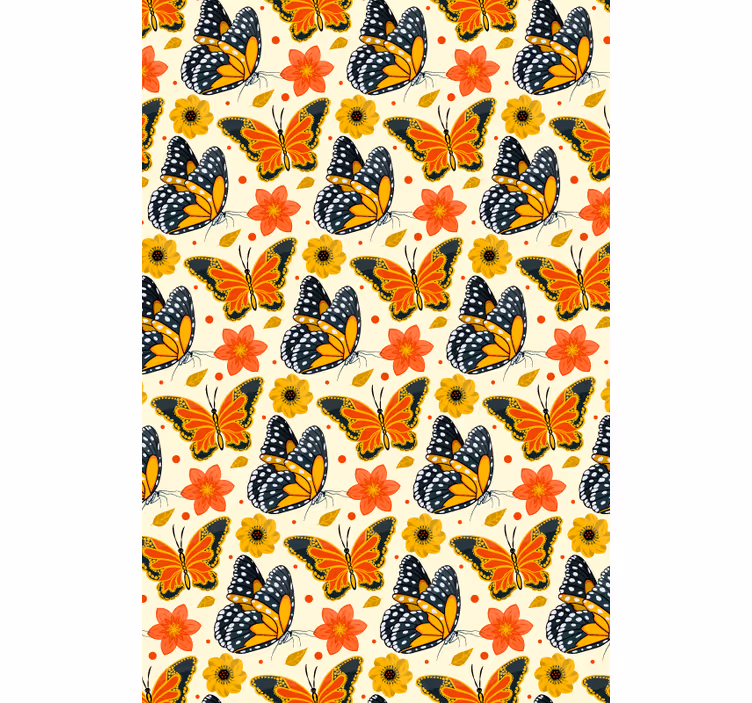 Butterflies Floral Pattern butterfly roller blind - TenStickers