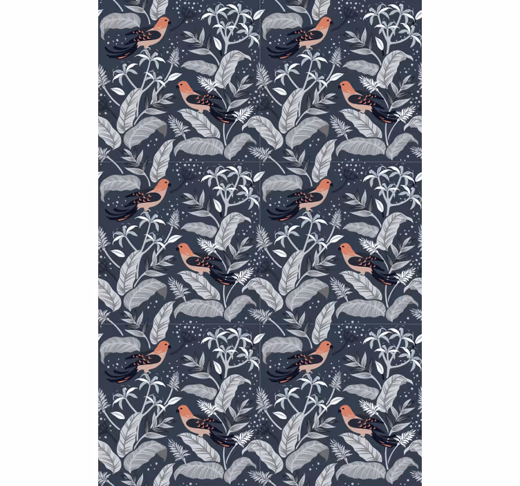 Bird Foliage Pattern flowers roller blind - TenStickers