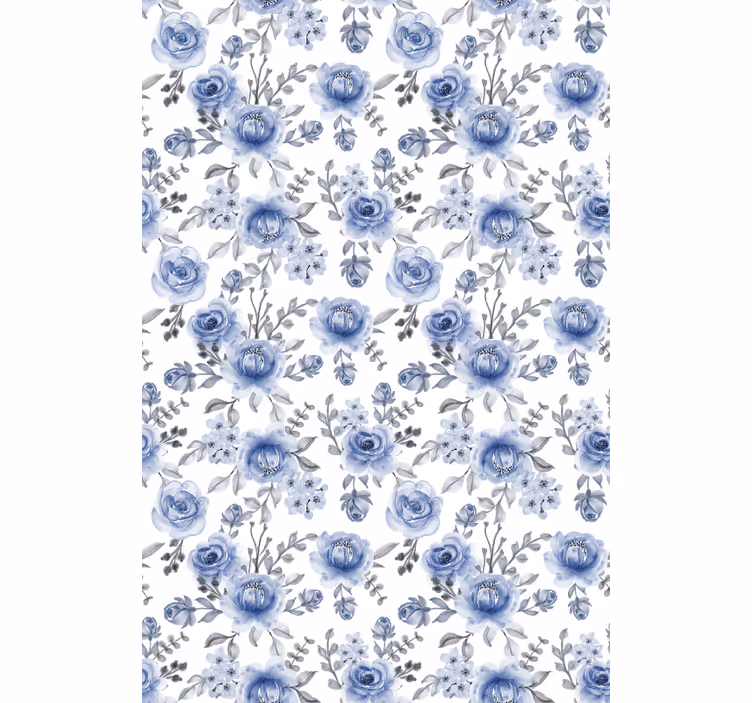 Blue Floral Motif floral roller blind - TenStickers